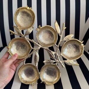 Michael Aram Pomergranate Seder Gold Plated Center Piece Snack Bowl